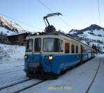 ABDe 8/8 der MOB am 14.2.2012 als R 2209 kurz vor der Abfahrt in Zweisimmen