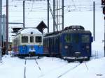 MOB Goldenpass - Triebwagen Be 4/4 1002 und Triebwagen BDe 4/4 3006 mit BDe 4/4  3005 in Zweisimmen am 06.12.2012