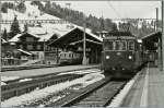 Altvertraute  Gesichter  in Zweisimmen: links der MOB ABDe 8/8 4002 und rechts die BLS Re 4/4 192 welche mit einem  GoldenPass  RE aus Interlaken in Zweisimmen eingetroffen ist.
24. Nov. 2013