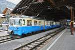 Der MOB ABDe 8/8 4002 wartet im Bahnhof von Zweisimmen auf seinen nächsten Einsatz, 24.11.2013.