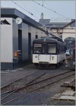 Der MOB Be 4/4 1007 (ex Bipperlisi) wartet im Atelier von Chernex auf seine Rangierfahrt.