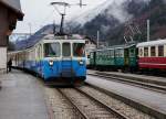 MOB/TPF: OLDTIMERTREFFEN in Montbovon am 9. Januar 2016 mit dem MOB ABDe 8/8 4003  BERN  (1968) und dem TPF Be 4/4 116 (1922/1999).
Foto: Walter Ruetsch