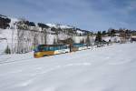 Rückfahrt des GoldenPass Panoramic am 06.02.2016 unterhalb von Schönried.