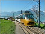 Der Goldenpass Panoramic N° 3116 (mit VIP Plätzen  Grande Vue ) unterwegs von Montreux nach Zweisimmen bei Châtelard (VD).