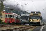 In Blonay warten auf ihre nächsten Einsätze: der CEV BDeh 2/4 N° 74, der CEV Beh 2/4 N° 72  Astro Pléiades  und der CEV GTW Be 2/6 7003  Blonay .
1. Mai 2016