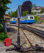   Die beiden Elektrischen Zahnradtriebwagen Bhe 2/4 203 und  Bhe 2/4 204 (beide ex BChe 2/4) der Transports Montreux-Vevey-Riviera (MVR), ex