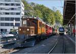 50 Jahre Blonay Chamby - MEGA BERNINA FESTIVAL: In Vevey wartet die Bernina Bahn RhB Ge 4/4 182 und der Blonay-Chamby Bernina Bahn Rhb ABe 4/4 I 35 mit ihrem Riviera Belle Epoque Express nach Chaulin