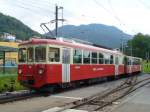 CEV / mvr - Pendelzug mit Zahnradtriebwagen BDeh 2/4  74 mit Steuerwagen Bt 222 bei der einfahrt im Bahnhof von Bloney am 09.09.2007