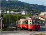 - Abendstimmung - Der Gepcktriebwagen BDeh 2/4 N 74 mit Steuerwagen Bt 221 der MVR (Transports Montreux–Vevey–Riviera) ex CEV (Chemins de fer lectriques Veveysans) kommt am 27.05.2012