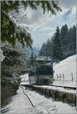 Auf der Fahrt auf den Les Pleiades: Der CEV Beh 2/4 N° 72 kurz nach Lally.
30. Nov. 2012