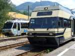 Hinten Zahnrad Triebwagen Beh 2/4 72 .. Vorne Triebwagen Be 2/6 im Bahnhof von Bloney am 30.07.2206