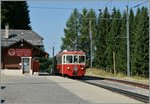 Der CEV BDe 2/4 N° 74 wartet auf der Gipfelstation Les Pleiades (1348 müM) auf die Rückfahrt ins Tal.