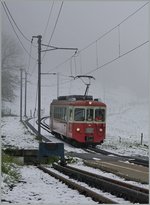 Der CEV BDeh 2/4 74 trifft, von Ondallaz kommend, in Fayaux ein.