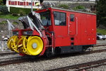 Schneefräse der MVR auf der Strecke Montreux - Rochers de Naye, abgestellt im Bahnhof Glion, fotografiert am 31.08.2016.