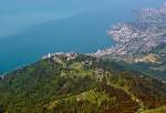 Ein Zug-Such-Bild - Blick hoch vom Gipfel des Rochers-de-Naye (2.042 m .