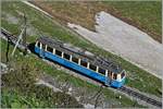 Der Rochers de Naye Bhe 2/4 207 auf Dienstfahrt kurz nach der Gipfelstation.