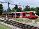 Triebzug 3 ABe 4/8 405+406 der NStCM am 8.6.20 beim Depot in Les Plantaz abgestellt.