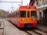 NSTCM-Pendel mit Be 4/4 201 beim Halt in St.Cergue am 25.10.2007