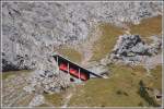 48% steilste Zahnradbahn der Welt, hier in der Eselwand am Pilatus.