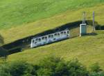 Pilatusbahn - Triebwagen Bhe 1/2  29 unterwegs auf Bergfahrt in Alpnachstad am 10.09.2012 ..