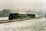 RBS/SZB: Regionalverkehr Bern-Solothurn:  Winterdampf zwischen Solothurn und Biberist im Januar 1985.