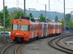 RBS - Triebwagen Be 4/12 45 bei der ausfahrt in Richtung Zollikofen aus dem Bahnhof von Schnbhl am 30.04.2007