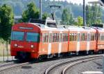 RBS - Triebwagen Be 4/8 43 der Ausfahrt aus dem Bahnhof Schnbhl am 09.07.2008