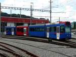 RBS - Triebwagen Be 4/10 85 vor dem RBS Depot/Werksttte in Worbboden am 25.08.2013