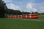 Be 4/12 59 und Be 4/12 60 fahren am 25.08.2013 von Deisswil Richtung Stettlen.