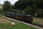 Bre 4/4 1 und CFe 4/4 11 erreichen am 25.08.2013 Deisswil.