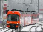 RBS - Triebwagen Be 4/12 67 bei der einfahrt im Bahnhof Zollikofen am 02.02.2014