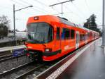 RBS - Triebwagen Be 4/12 70 im Bahnhof Jegenstorf am 02.02.2014