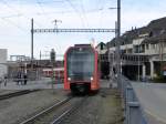 RBS -  Triebwagen RABe 4/12 21 bei der durchfahrt in Schönbühl am 25.03.2014