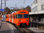 RBS- Triebwagen Be 4/12 61 bei der einfahrt in Bolligen am 22.11.2014