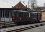 RBS: Bre 4/4 1  BUFFETTRIEBWAGEN  als Sonderzug beim Verlassen des Hauptbahnhofs Solothurn am 3. November 2015. 
Foto: Walter Ruetsch