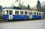 Triebwagen Be 4/4  74 der VBW = Vereinigten Bern-Worb-Bahnen ( Heute RBS ) im Bahnhof von Worb im Mai 1985 ..