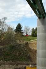 Schinznacher Baumschul Bahn rechts die neue Brcke unten die Linie zum Bach links oben die Linie zum See mit Diema Diesellok