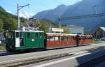 SPB - Zahnrad E-Lok He 2/2  12  mit zwei Oldtimer Personenwagem Nr.8 + Nr.6 im Bahnhof von  Wilderswil am 02.09.2007 