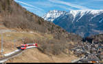 TMR Beh 4/8 71 als Regio Martigny - Vallorcine am 30. Januar 2018 zwischen Salvan und Les Marécottes.