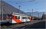 Der TMR / MC BDeh 4/4 N° 8 (TSI Nr: 90 85 838 0008-5) im Baustellenbedingten Pendel-Verkehr Vernayaz MC - Martigny - Vernayaz MC beim Aufenthalt in Vernayaz MC.