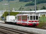 tpc - ( 100 Jahre AOMC ) Fahrzeugparade mit dem AOMC Triebwagen Be 4/4 103 und den Gterwagen Kkmp 682 und Kkm 672 und Gk-v 661 und Kkm 671 unterwegs bei Aigle  am 07.06.2008
