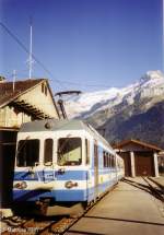 Triebwagend der Bex-Spy-Diablesrets-Bahn,in Les Diablerets 1162m