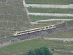 TPC / AL - Pendelzug mit dem Steuerwagen Bt 363 und Steuerwagen Bt 362 und dem Zahnradtriebwagen BDeh 4/4 312 unterwegs in den Rebbergen bei Aigle am 07.06.2008