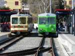 tpc / AL  - Regio nach Aigle mit dem Steuerwagen Bt 352 mit dem Triebwagen BDeh 4/4 301 neben dem abgestellten Steuerwagen Bt 362 im Bahnhof Aigle am 18.03.2011