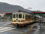 tpc  AL - Triebwagen BDeh 4/4 302 mit Steuerwagen Bt 351 beim verlassend des Bahnhof in Aigle am 08.04.2012