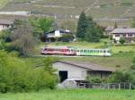 tpc / AOMC - Zahnradtriebwagen BDeh 4/4 502 mit Steuerwagen Bt 531 unterwegs bei Les Amoux am 26.05.2013