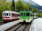 tpc / AOMC - Zahnradtriebwagen BDeh 4/4 513 als Extrazug sowie der Steuerwagen Bt 532 mit Zahnradtriebwagen BDeh 4/4 501 als Regio nach Aigle in Champry am 26.05.2013