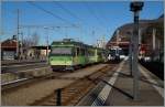 In Aigle wartet der AOMC Beh 4/8 591 als Regionalzug 32 auf die Abfahrt nach Champéry.