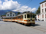 tpc / AL - Ausfahrender Regio nach Leysin an der Spitze der Triebwagen  BDeh 4/4 302 in Aigle am 01.08.2016