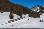 TPC-BVB BDeh 4/4 82 als Regio Col de Bretaye - Villars-sur-Ollon am 21. Februar 2021 zwischen Villars-sur-Ollon Golf und Col de Soud.
